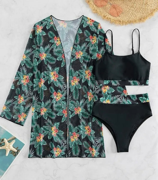Women Printed Sexy Bikini Cover Up Set