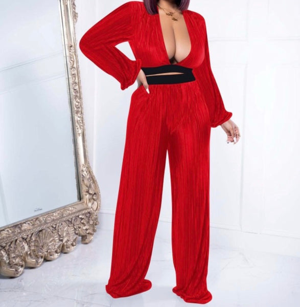 Women Sexy Full Sleeve Crop Open Back Two Piece Pant Set