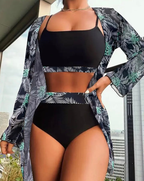 Women Printed Sexy Bikini Cover Up Set