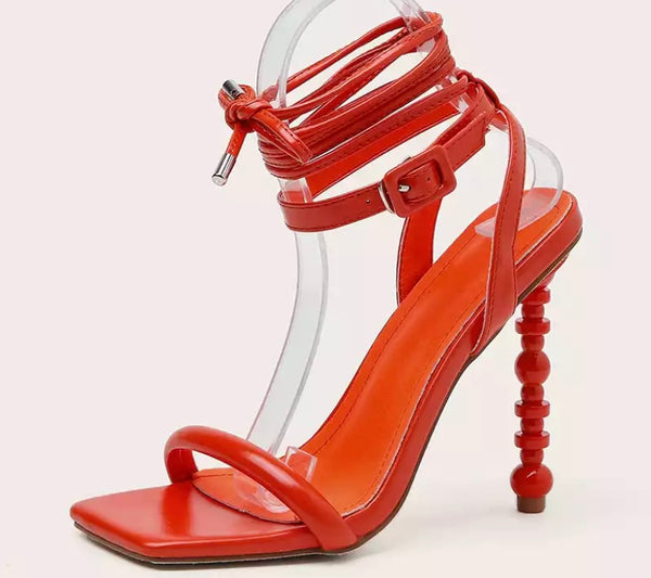 Women Fashion Buckled Lace Up High Heel Sandals