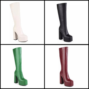 Women Platform Thick Heel Fashion Knee High Boots