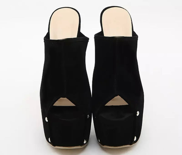 Women Fashion Platform Black Open Toe High Heel Sandals