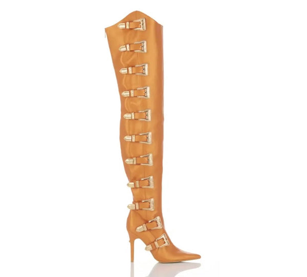 Women Fashion Buckled Over The Knee Boots