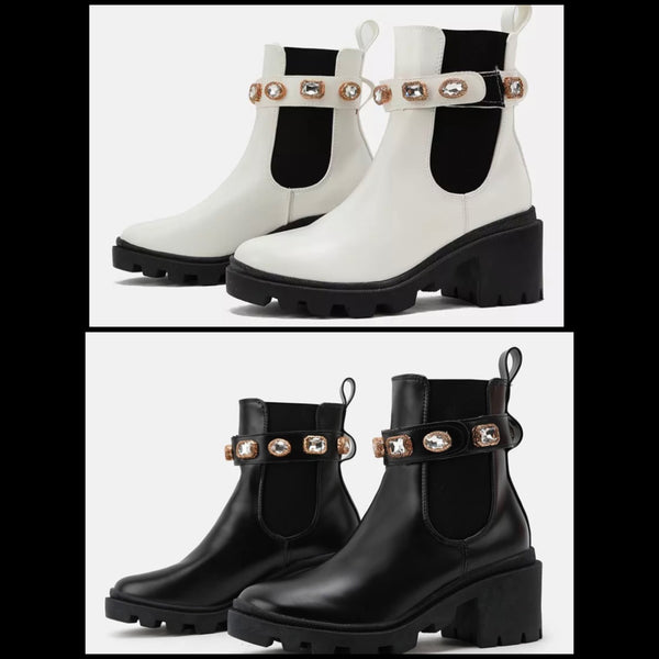Women Crystal Fashion Flat Ankle Boots