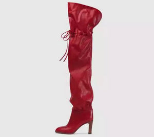 Women Fashion Over The Knee Drawstring Boots