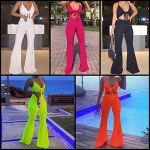 Women Sexy Sleeveless Tie Up Cut Out Jumpsuit