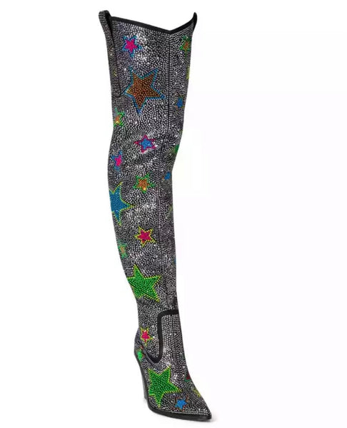Women Fashion Bling Star Over The Knee Western Boots