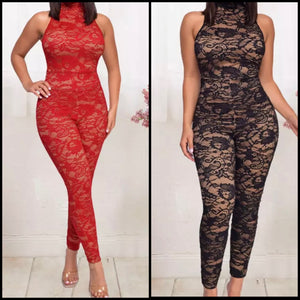 Women Sexy Sleeveless Lace Fashion Jumpsuit