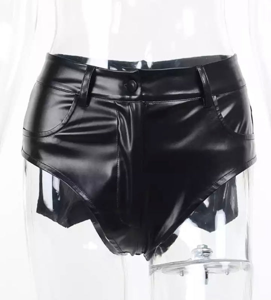 Women Faux Leather Fashion Mini Shorts