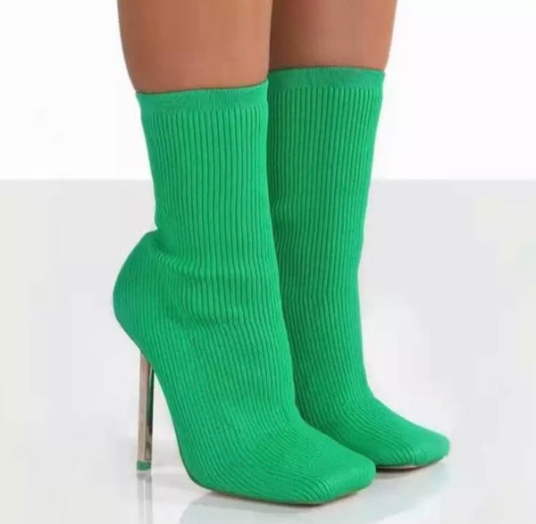 Women Fashion Sock High Heel Ankle Boots