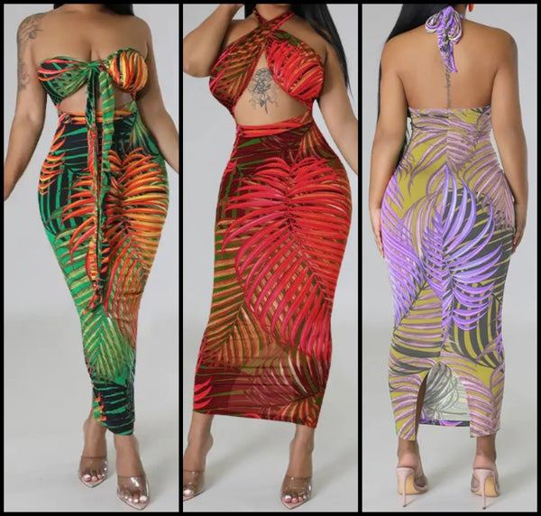 Women Sexy Printed Sleeveless Open Back Maxi Dress