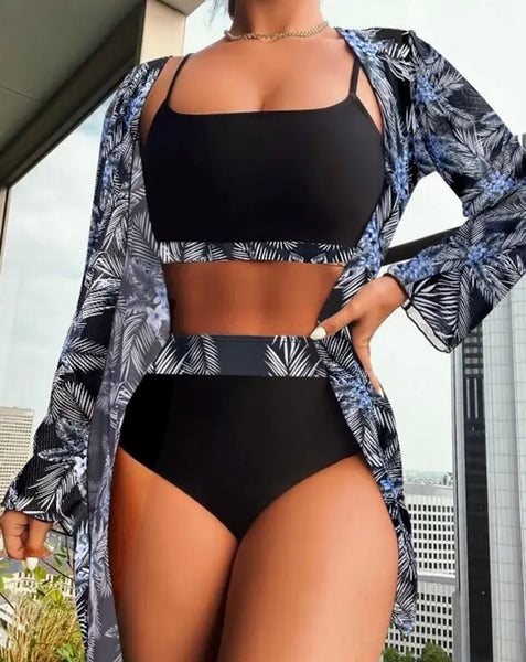 Women Printed Sexy Bikini Cover Up Set