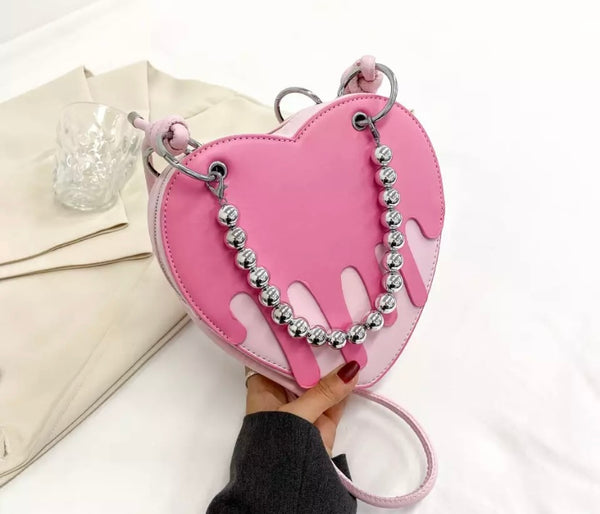 Women Fashion Heart Color Patchwork Handbag Purse