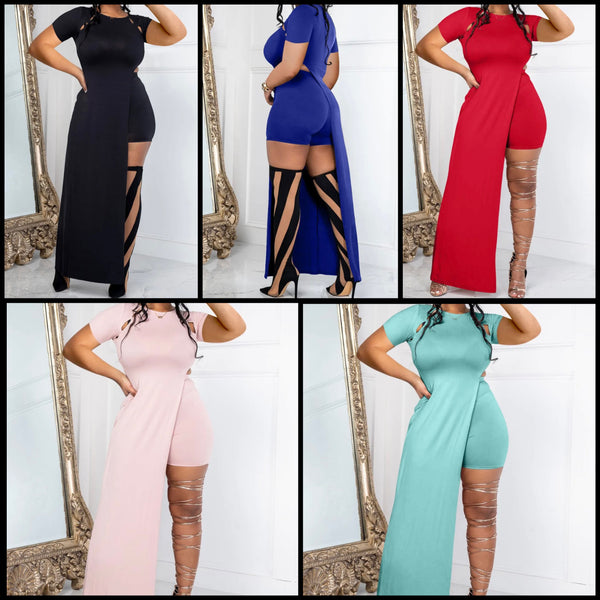 Women Sexy Solid Color Short Sleeve Asymmetrical Two Piece Short Set