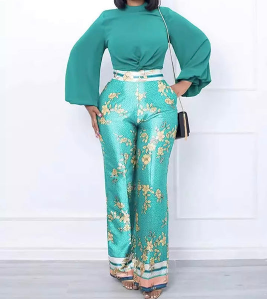 Women Fashion Full Sleeve Two Piece Floral Pant Set