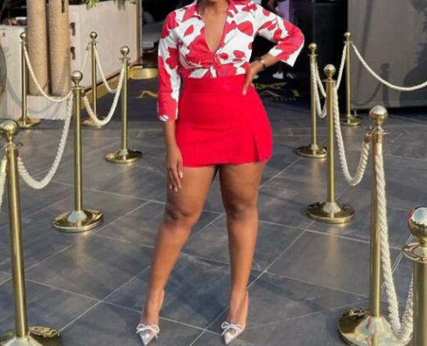 Women Printed Full Sleeve Top Two Piece Skirt Set