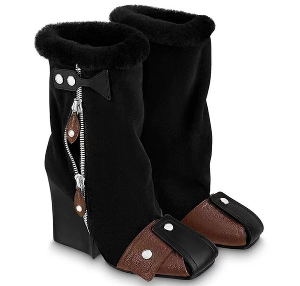 Women Fashion Warm Side Zipper Platform Boots