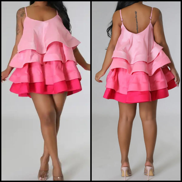 Women Sexy Sleeveless Color Patchwork Ruffled Dress
