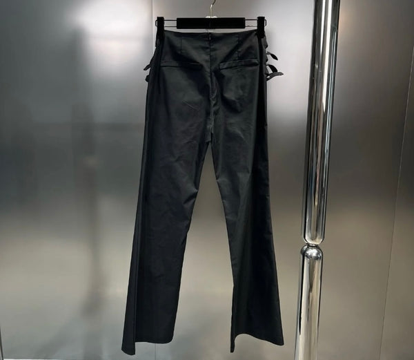 Women Sexy Buckled Strapless Crop Two Piece Pant Set