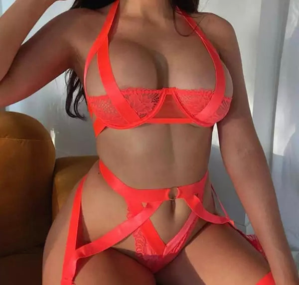 Women Neon Sexy Cut Out Lingerie