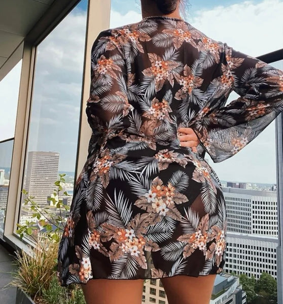 Women Printed Sexy Bikini Cover Up Set