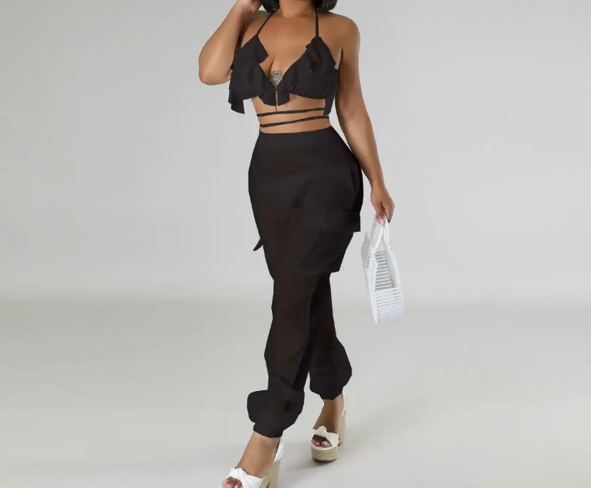 Women Sexy Fashion Bikini Mesh Cargo Cover Up Set