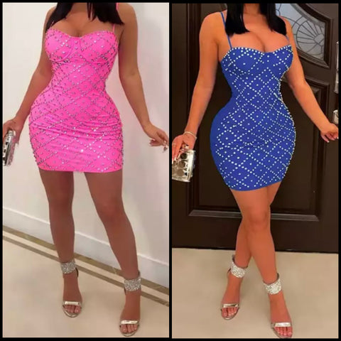 Women Sexy Bling Sleeveless Dress