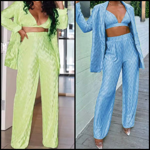 Women Fashion Velour Three Piece Pant Set