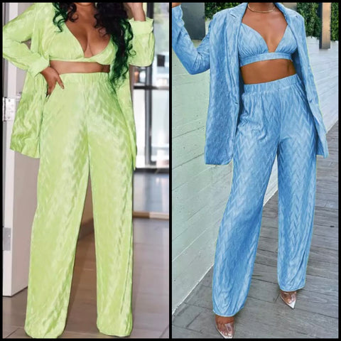 Women Fashion Velour Three Piece Pant Set