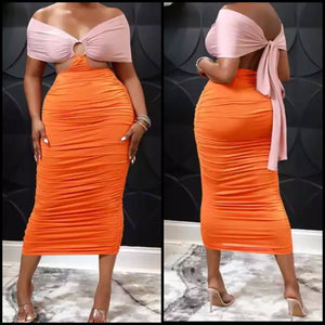 Women Sexy Off The Shoulder Color Patchwork Maxi Dress