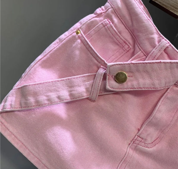 Women Fashion Criss Cross Strap Denim Skirt