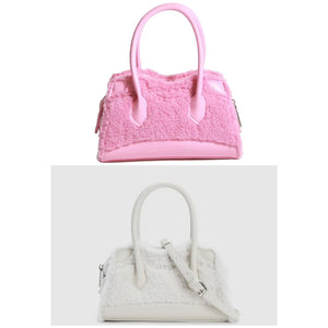 Women Fashion Faux Fur Solid Color Handbag Purse