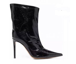 Women Fashion Metallic Pointed Toe Ankle Boots