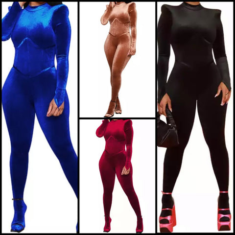 Women Fashion Full Sleeve Sexy Velour Jumpsuit