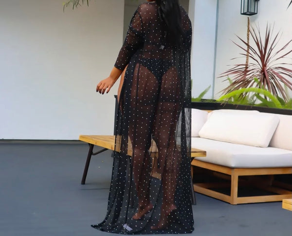 Women Sexy Dot Swimsuit Cover Up Set