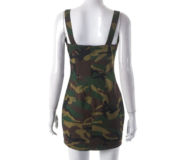 Women Sleeveless Camouflage Sexy Dress