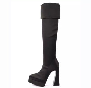 Women Over The Knee Pointed Toe Platform Boots