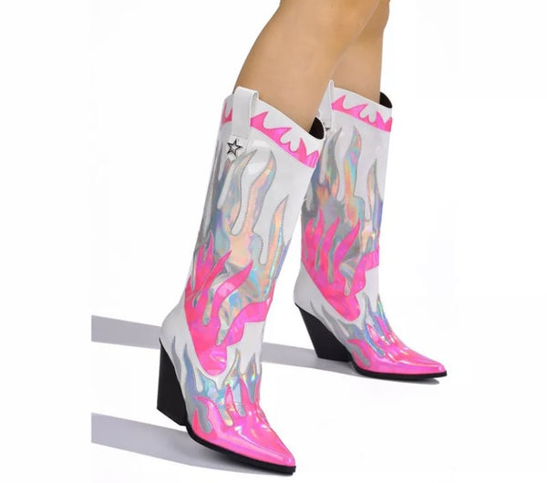 Women Fashion Multicolored Western Boots