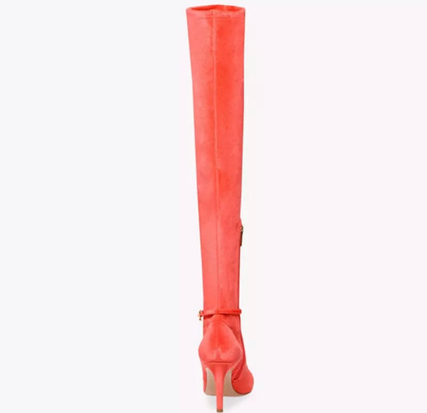 Women Pointed Toe Buckled Over The Knee Boots