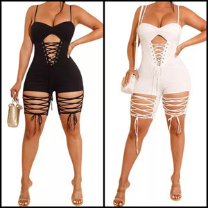 Women Sexy Sleeveless Lace Up Fashion Romper
