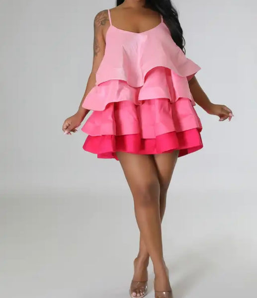 Women Sexy Sleeveless Color Patchwork Ruffled Dress