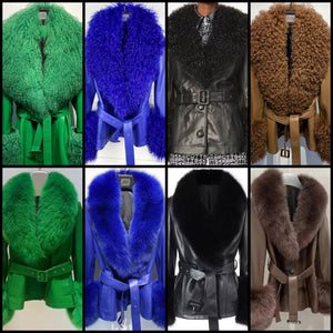 Women Fashion Faux Fur Belted Jacket