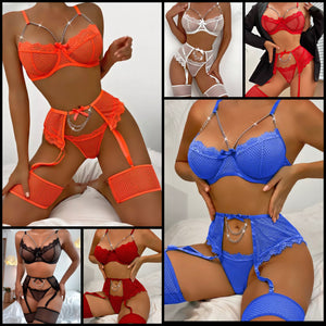 Women Sexy Mesh Chain Fashion Lingerie Set