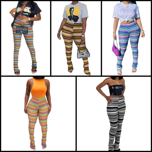 Women Multicolored Striped Fashion Pants