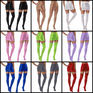 Women Sexy Solid Color Sock Skirt Set