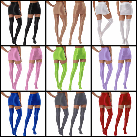 Women Sexy Solid Color Sock Skirt Set