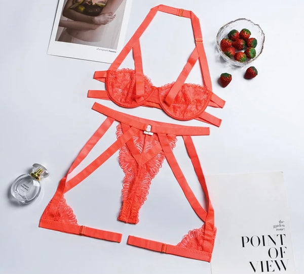 Women Neon Sexy Cut Out Lingerie