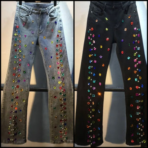 Women Gem Fashion Denim Pants