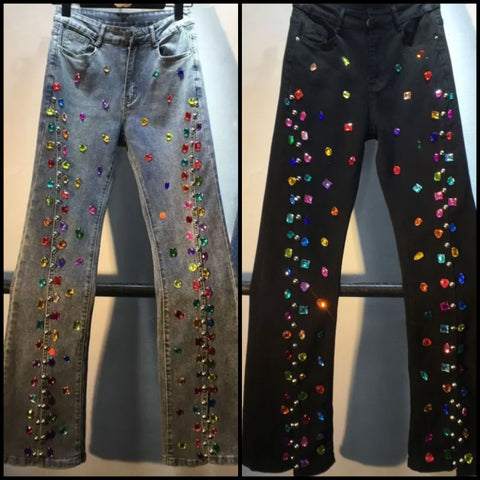 Women Gem Fashion Denim Pants