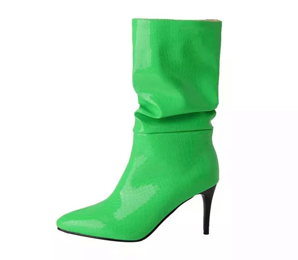 Women Pointed Toe Ruched Fashion Ankle Boots